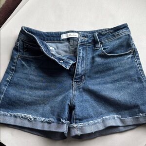 Kancan denim jean shorts Womens 28 Medium Wash roll up raw hem high waist Boho